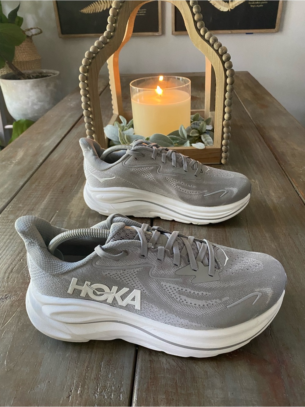 Hoka Clifton 10 Running Athletic Sneakers Shoes Mens 9 4E X Wide Stellar Grey - Picture 4 of 8
